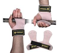 MANUEKLEAR - Calleras de Piel para Levantamiento de Pesas y Peso Muerto, para Hombre, para Gimnasio, Dobles, con muñequera Acolchada