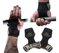 MANUEKLEAR - Calleras de piel para levantamiento de pesas y peso muerto, para hombre, para gimnasio, dobles, con muñequera acolchada