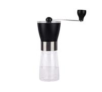 Manuelle Kaffeemühle - Tragbare Handkurbel-Mühle mit verstellbarem Mahlgrad und transparentem Auffangbehälter; ideal für Zuhause, Reisen und Camping