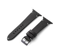 MANUFAKTURWERK Pulsera ST. Pauli | Compatible con Apple Watch 1-9 SE | Cuero | para hombre y mujer | Deporte | Negro, Aluminio de medianoche, M (Standard). 38 mm / 40 mm / 41 mm