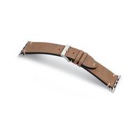 MANUFAKTURWERK UHLENHORST - Pulsera compatible con Apple Watch 1-9, SE, piel, para hombre y mujer, deporte, arena, acero inoxidable, M (Standard). 38 mm / 40 mm / 41 mm