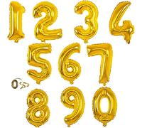 MANUKA Globos de Oro, Globos con Número de Oro de la 0 a la 9 Globo Numérico para Aniversarios de Boda para Fiestas de Cumpleaños para Bodas de Navidad Año Nuevo Decoraciones para Banquetes