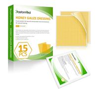 Manuka, Honey Wound Care, vendaje de gasa de miel de 2 x 2 pulgadas, paquete de 15, parche de miel 100% de grado médico para una curación más rápida de quemaduras, abrasiones, cortes y laceraciones.