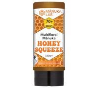 Manuka Lab Miel de Manuka 70+ MGO - Botella exprimible de 330 g | Miel de Manuka de Nueva Zelanda prémium para apoyo inmunológico y alivio del dolor de garganta | Edulcorante natural - Miel exprimible