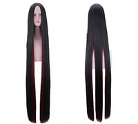 MANUKS Peluca Anime Cosplay para Bort Peluca,1.5M Long Straight Black and Red Peluca de Cabello Sintético,Halloween Costume Cosplay,para Carnaval Navidad Fiesta