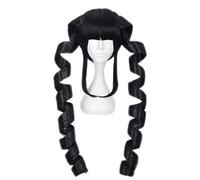 MANUKS Peluca Anime Cosplay para Celestia Ludenberg Peluca,Long Curly Black Peluca de Cabello Sintético,Halloween Costume Cosplay,para Carnaval Navidad Fiesta