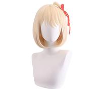 MANUKS Peluca Anime Cosplay para Chisato Nishikigi Peluca,Yellow Bob Peluca de Cabello Sintético,Halloween Costume Cosplay,para Carnaval Navidad Fiesta