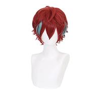 MANUKS Peluca Anime Cosplay para Doppo Kannonzaka Peluca,Short Red Blue Peluca de Cabello Sintético,Halloween Costume Cosplay,para Carnaval Navidad Fiesta