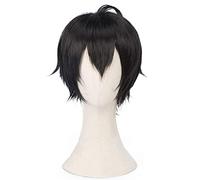 MANUKS Peluca Anime Cosplay para Ichiro Yamada Peluca,Short Black Peluca de Cabello Sintético,Halloween Costume Cosplay,para Carnaval Navidad Fiesta