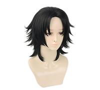 MANUKS Peluca Anime Cosplay para Jiro Yamada Peluca,Short Black Peluca de Cabello Sintético,Halloween Costume Cosplay,para Carnaval Navidad Fiesta
