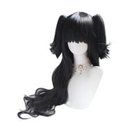 MANUKS Peluca Anime Cosplay para Kate Peluca,Long Black Peluca de Cabello Sintético,Halloween Costume Cosplay,para Carnaval Navidad Fiesta