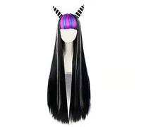 MANUKS Peluca Anime Cosplay para Mioda Ibuki Peluca,Long Straight Black Pink and Blue Peluca de Cabello Sintético,Halloween Costume Cosplay,para Carnaval Navidad Fiesta