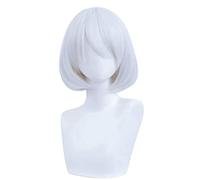 MANUKS Peluca Anime Cosplay para Nemu Aohitsugi Peluca,Short Silver White Peluca de Cabello Sintético,Halloween Costume Cosplay,para Carnaval Navidad Fiesta