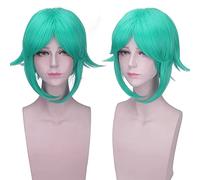 MANUKS Peluca Anime Cosplay para Phosphophyllite Peluca,Short Green Peluca de Cabello Sintético,Halloween Costume Cosplay,para Carnaval Navidad Fiesta