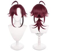 MANUKS Peluca Anime Cosplay para Shikanoin Heizou Peluca,Red Ponytail Peluca de Cabello Sintético,Halloween Costume Cosplay,para Carnaval Navidad Fiesta