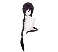 MANUKS Peluca Anime Cosplay para Touko Fukawa Peluca,Long Braids Dark Purple Peluca de Cabello Sintético,Halloween Costume Cosplay,para Carnaval Navidad Fiesta