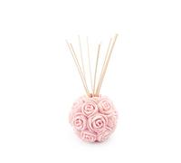MANULENA Ambientador Mikado con Forma De Rosa. Aroma Peony Rose. Color Rosa. Difusor De Varillas con Palitos De Rattan Natural. 100 ml