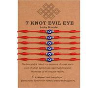 MANVEN 6 Piezas Pulsera Roja Pulseras de Mal de Ojo Tejido a mano Amuleto Suerte Kabbalah Regalo Hilo Rojo del Destino Protección Mujeres Hombres Niñas Niños Rakhi