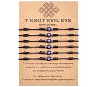 MANVEN 6pcs Pulsera Mal de Ojo Pulsera Hilo Del Destino Kabbalah Protección Amuleto Suerte Rakhi para Mujer Hombre Familia Niña Amistad Hija Mamá Cumpleaños Navidad Tibetana