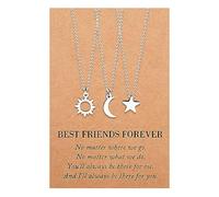 MANVEN Collar Sol y Luna Collares e La Amistad de Mejores Amigos Para 3