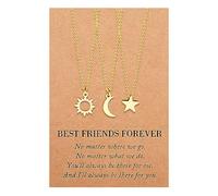 MANVEN Collar Sol y Luna Collares e La Amistad de Mejores Amigos Para 3