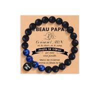 Manven Fete des Peres Regalo Papa Futuro Hermoso Papá Hombre Pulsera Piedra Natural Fete des Pere Cumpleaños Navidad 30 40 50 60 años, No Gemstone