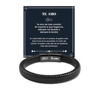 MANVEN Pulsera Hombre Regalo Para Hombre Regalo De San Valentín Pulsera De Cuero Para Grabado Te amo Cumpleaños Navidad Aniversario Novio Esposo