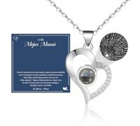 MANVEN Regalo de Mamá Collar de Mamá Ideas Regalo para Una Madre en 100 Idiomas de Te Quiero en Plata