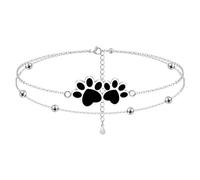 MANVEN Tobillera Mujer Tobillera Ajustable De Plata Con Pata De Perro Regalo Para Chica Para Dueño De Perro Cumpleaños Joyería De Acero Inoxidable 316l