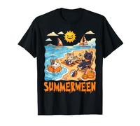 Manx Cat Spooky Summer Halloween Vacaciones Tropical Beach Camiseta