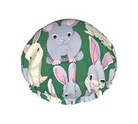 Many Bunny - Gorro de ducha reutilizable para mujer, gorro de baño impermeable para mujer, pelo largo