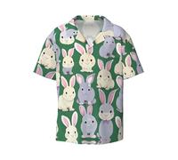 Many Bunny - Manga corta para hombre, diseño de cuello cubano clásico, ligero, elegante, bolsillo práctico, Negro -, 4XL