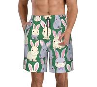 Many Bunny - Pantalones cortos de playa con estampado bonito y elegante, ligeros, transpirables, para actividades al aire última intervensión, Blanco, XL