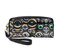 Many Evil Eyes - Bolsa de cosméticos pequeña, portátil, bonita bolsa de maquillaje de viaje para mujer, bolsa organizadora de brochas de maquillaje, Black, Talla única, Neceser de maquillaje