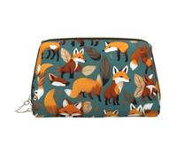 Many Foxes - Estuche de belleza portátil con estampado de zorros, bolsa de viaje compacta con ranuras interiores organizadas para uso diario, Gold, One Size