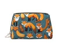 Many Foxes - Estuche de belleza portátil impreso, bolsa de viaje compacta con ranuras interiores organizadas para uso diario, Gold, One Size