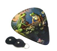 Many Frogs Sing on The Branches - 6 púas de celuloide de 0,96 mm de grosor con soporte de cuero para púas, púa de guitarra personalizada para bajo, guitarras eléctricas y acústicas, regalo para