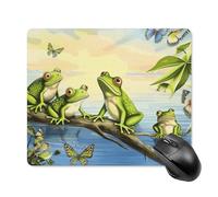 Many Frogs Sing on The Branches - Alfombrilla de mouse cuadrada para computadora portátil con base de goma antideslizante, 18 x 22 cm, ultrafina para computadora portátil, computadora de oficina