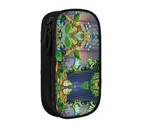 Many Frogs Sing On The Branches - Estuche para lápices de agua, diseño de mariposas de verano, tamaño mediano, con doble cremallera para el trabajo, lindo, Black, Talla única, Maleta