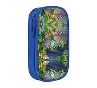 Many Frogs Sing On The Branches - Estuche para lápices de agua, diseño de mariposas de verano, tamaño mediano, con doble cremallera para el trabajo, lindo, Blue, Talla única, Maleta