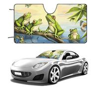 Many Frogs Sing on The Branches - Parasol para parabrisas de coche, diseño de mariposas y lago, para mantener el interior del coche fresco de 55 x 30 pulgadas, parasol plegable para ventana delantera