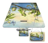 Many Frogs Sing on The Branches - Tapete de picnic de agua con mariposas y lago, plegable, impermeable, con bolsa grande, tapete de picnic al aire última intervensión, manta de camping de 58 x 58