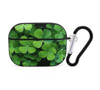 Many Green Clover AirPods Pro 2 - Funda protectora rígida a prueba de golpes para mujeres y hombres, compatible con Airpod Pro de 2ª y 1ª generación con llavero, color negro