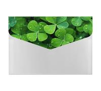 Many Green Clover - Organizador de archivos de acordeón de 6 bolsillos, organizador de documentos expandible, carpeta de acordeón con etiquetas, carpetas de documentos de viaje, sobres de plástico con