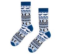 Many Mornings - Calcetines unisex con diseño de pingüino azul 43-46