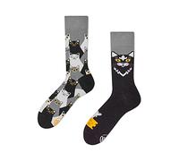Many Mornings Calcetines unisex para gatos para hombre y mujer, divertidos calcetines de algodón coloridos con diseño de gatos, regalos divertidos para amantes de los gatos, Gato negro, 35-38