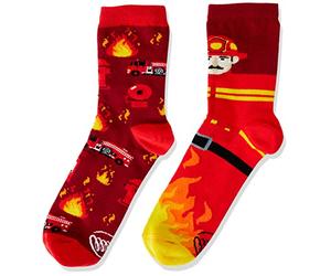 Many Mornings The Fireman Kids Calcetines desparejados, Multi-Color, 27-30 niños Unisex