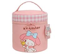 Many Rainbows My Melody - Neceser cilíndrico de piel sintética portátil para maquillaje, organizador de viaje con asa