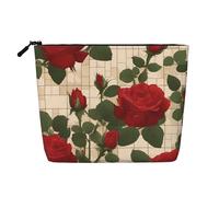 Many Red Roses - Bolsa de maquillaje de cáñamo falso, organizador de viaje de gran capacidad para viajes de negocios y uso diario