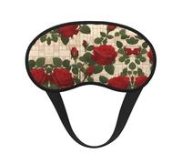 Many Red Roses - Máscara de dormir cómoda de satén con borde negro para bloquear la luz y dormir reparador